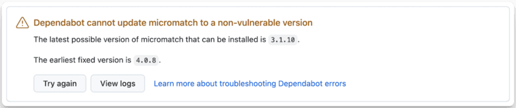 Dependabot failure